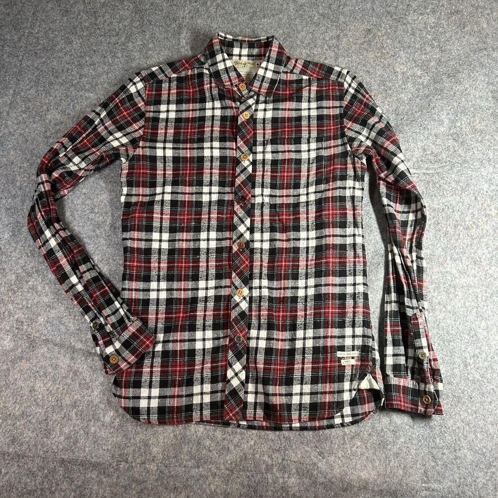 Scotch Soda Flannel Shirt Mens Small Red Plaid Button Down Woven In Japan